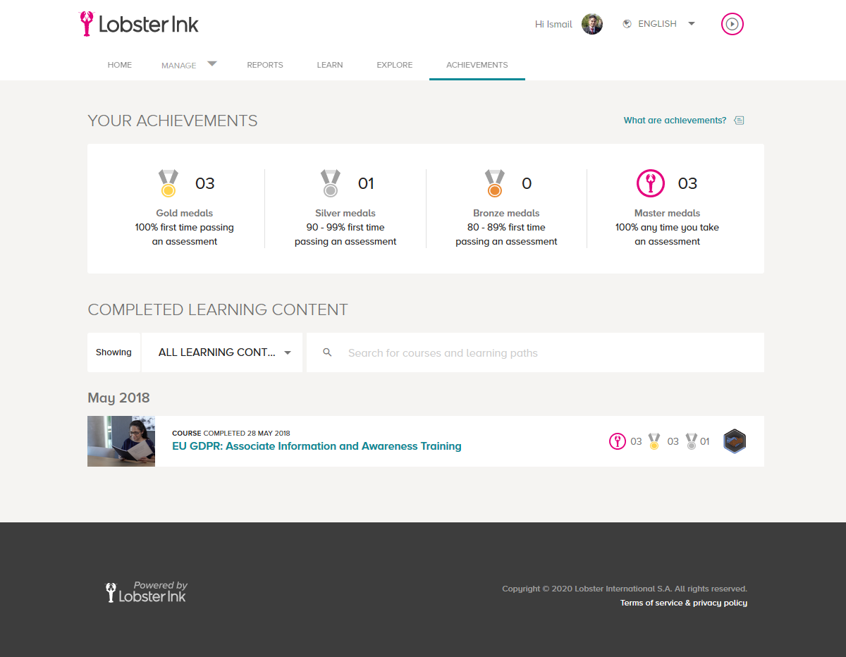 How do I earn a medal? Lobster Ink Workspaces